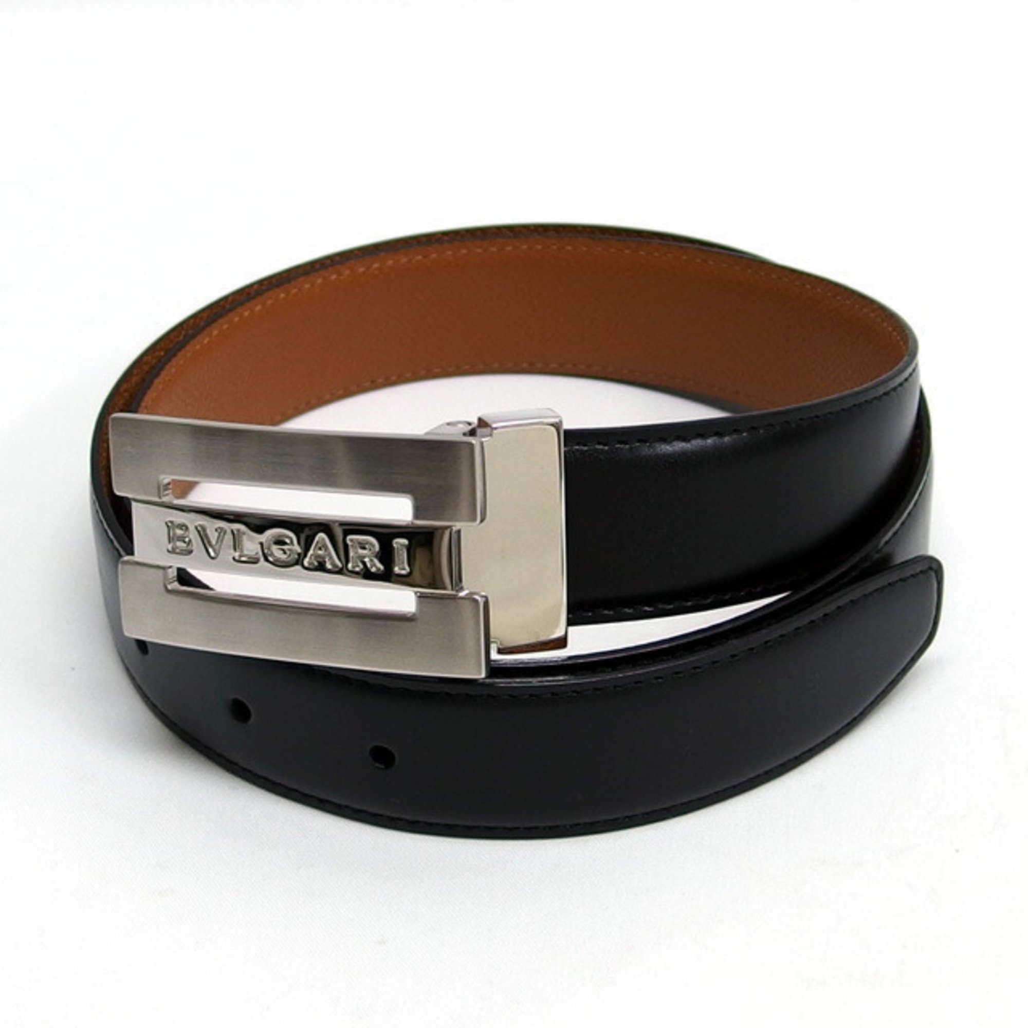 Bvlgari Bulgari Triple Plate Reversible Belt Black/Brown