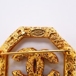 Chanel Brooch Coco Mark GP Plated Glass Gold Ladies