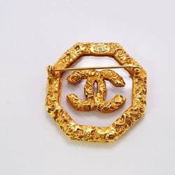 Chanel Brooch Coco Mark GP Plated Glass Gold Ladies