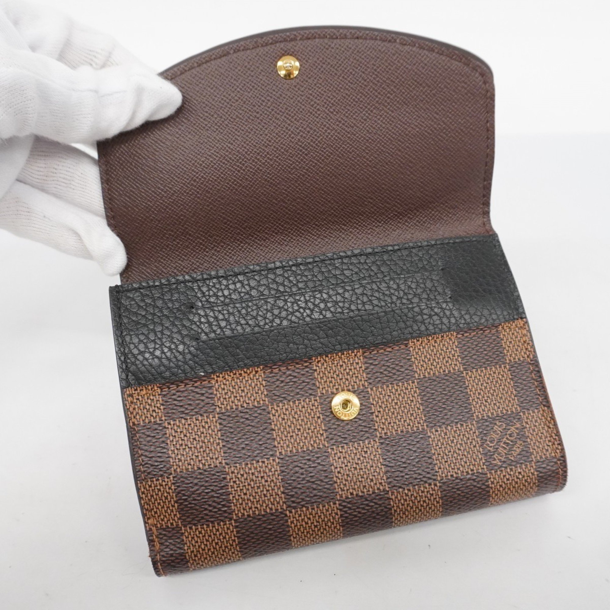 Louis Vuitton Wallet Damier Portefeuille Normandy N60044 Ebene Noir Ladies