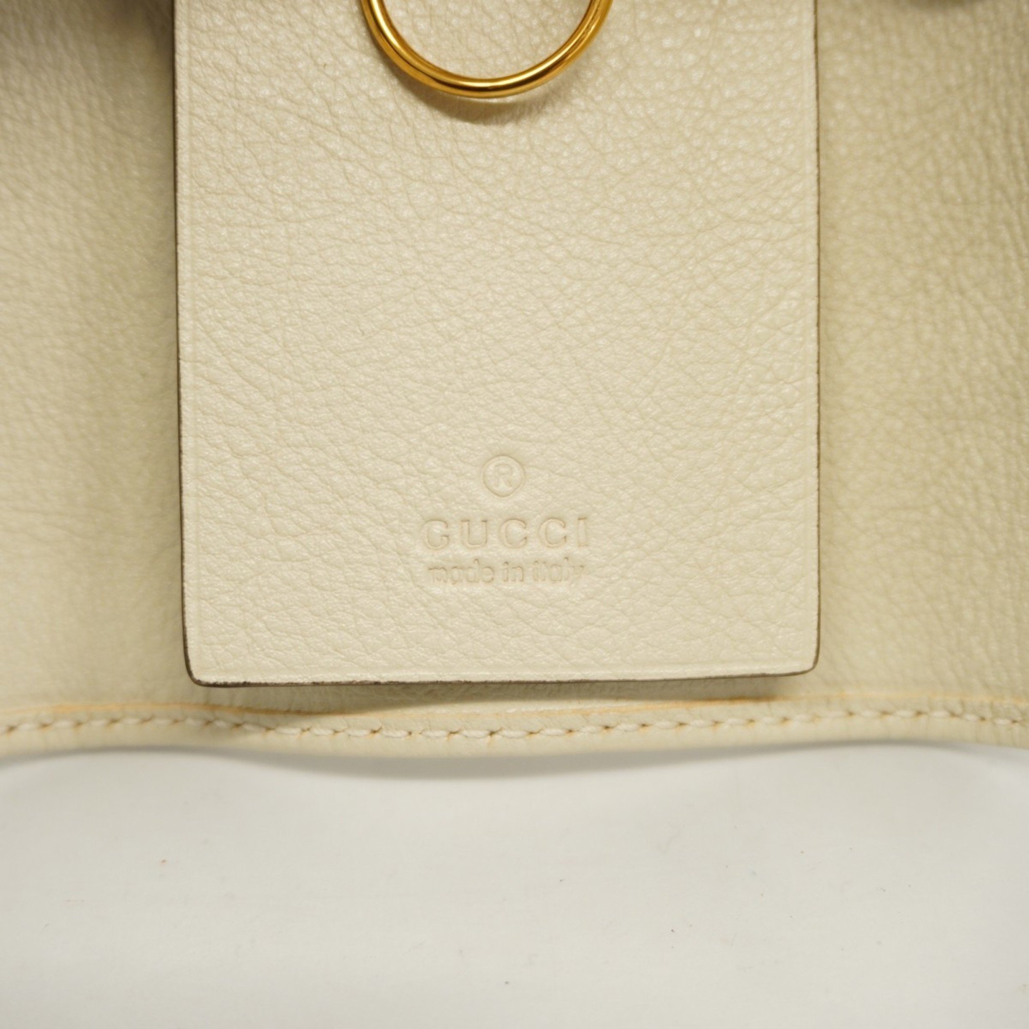 Gucci Key Case GG Marmont Bamboo 658636 Leather White Women's