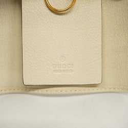 Gucci Key Case GG Marmont Bamboo 658636 Leather White Women's