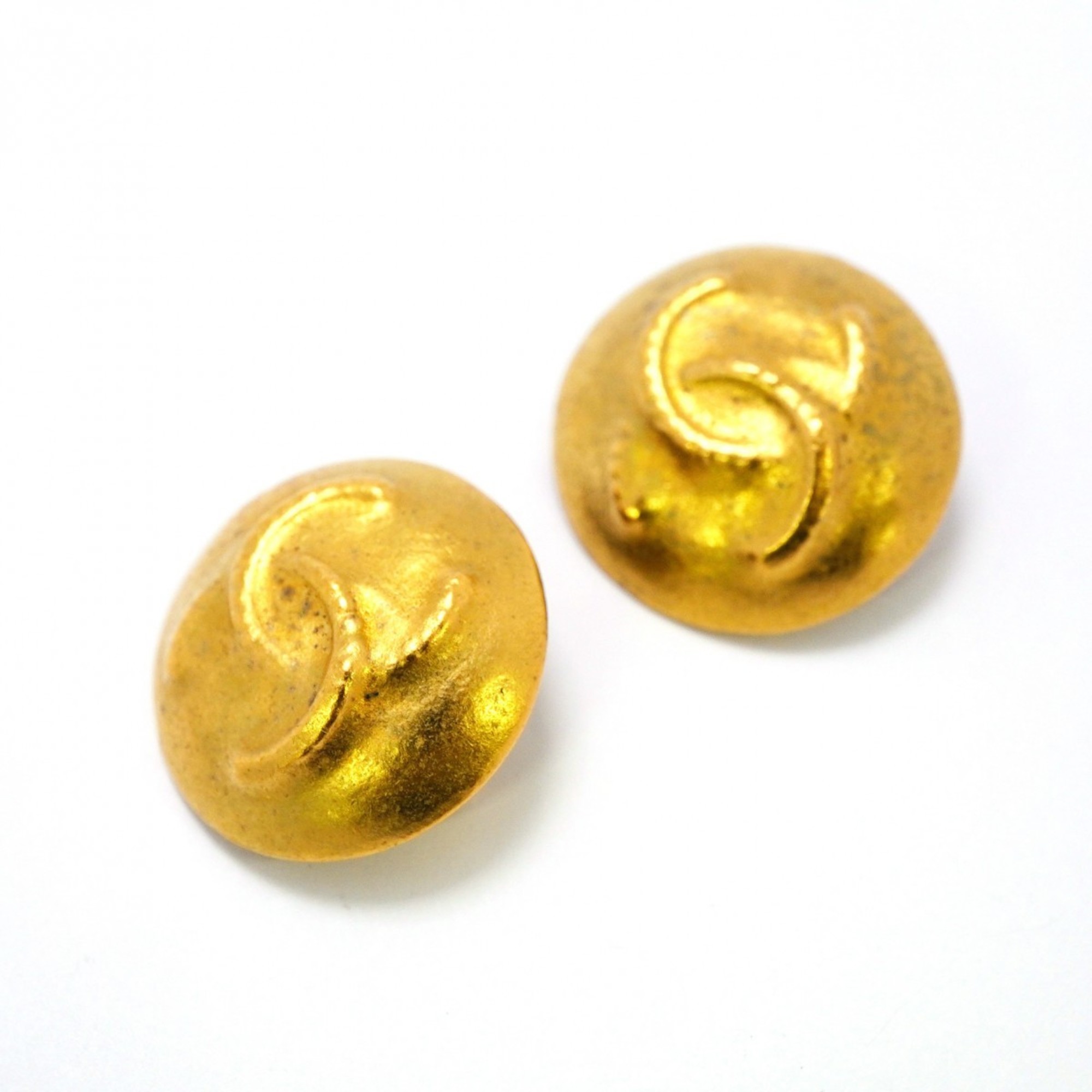 Chanel Earrings Coco Mark Circle GP Plated Gold Ladies