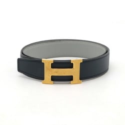 HERMES Constance H Belt, reversible leather, navy, light grey, #85, C stamp