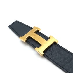 HERMES Constance H Belt, reversible leather, navy, light grey, #85, C stamp