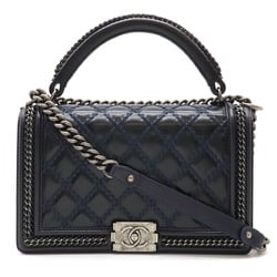 CHANEL Boy Chanel Flap Bag Luxury Chain Shoulder Leather Navy A94804