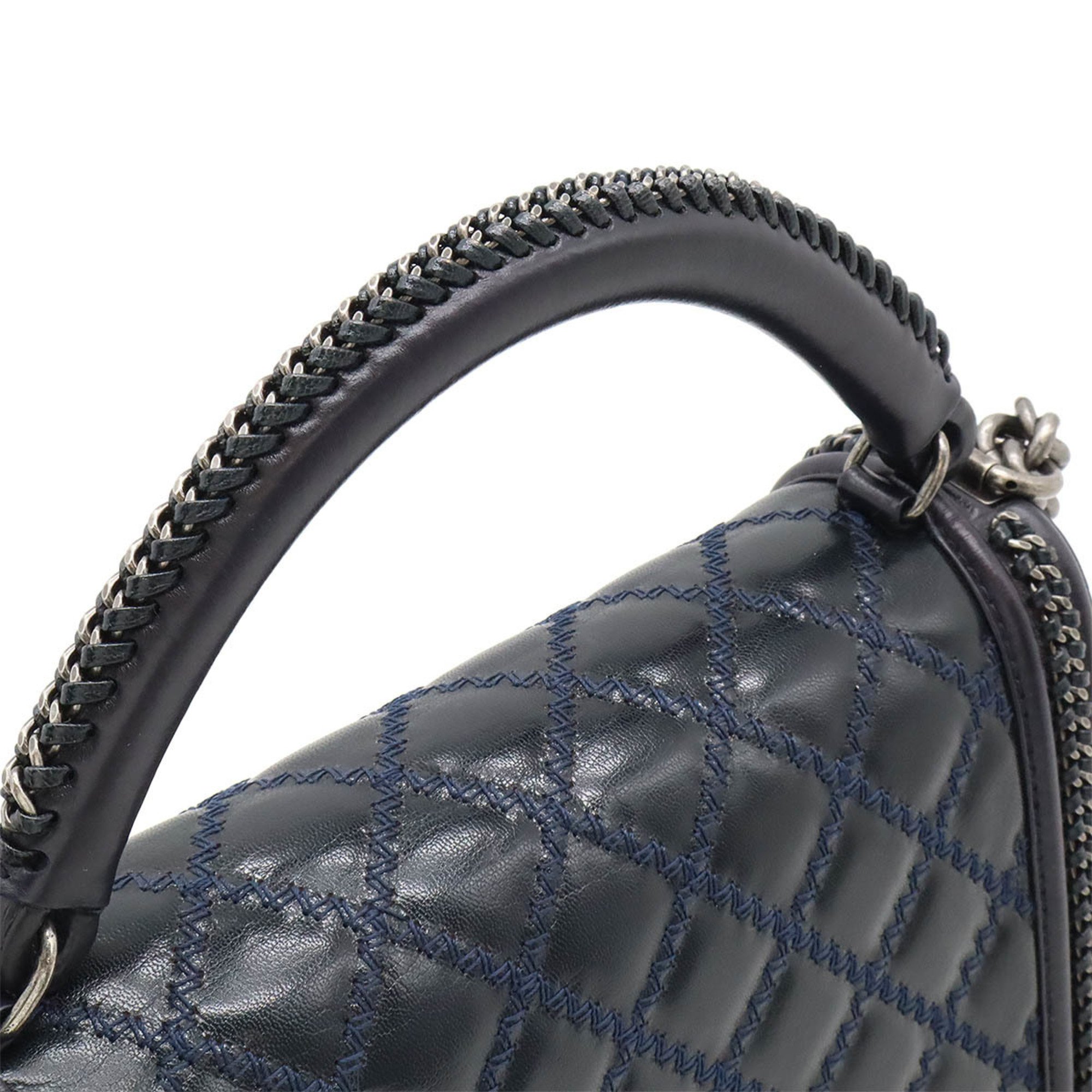 CHANEL Boy Chanel Flap Bag Luxury Chain Shoulder Leather Navy A94804