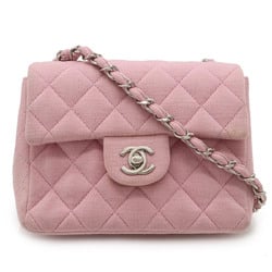 CHANEL Chanel Matelasse Coco Mark Chain Shoulder Bag Cotton Jersey Pink A01115