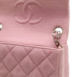 CHANEL Chanel Matelasse Coco Mark Chain Shoulder Bag Cotton Jersey Pink A01115