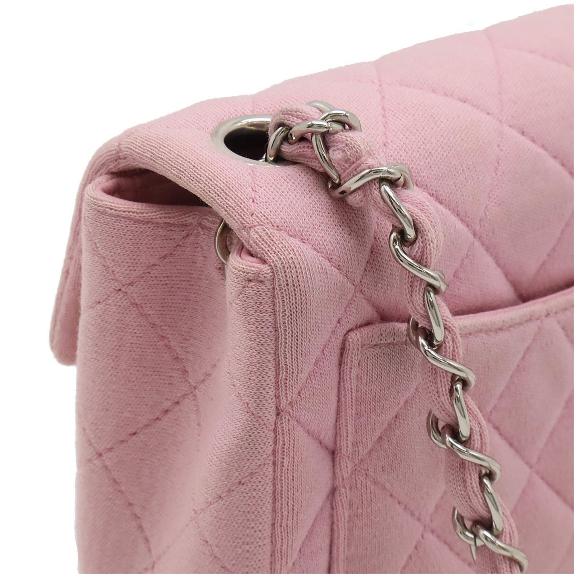 CHANEL Chanel Matelasse Coco Mark Chain Shoulder Bag Cotton Jersey Pink A01115