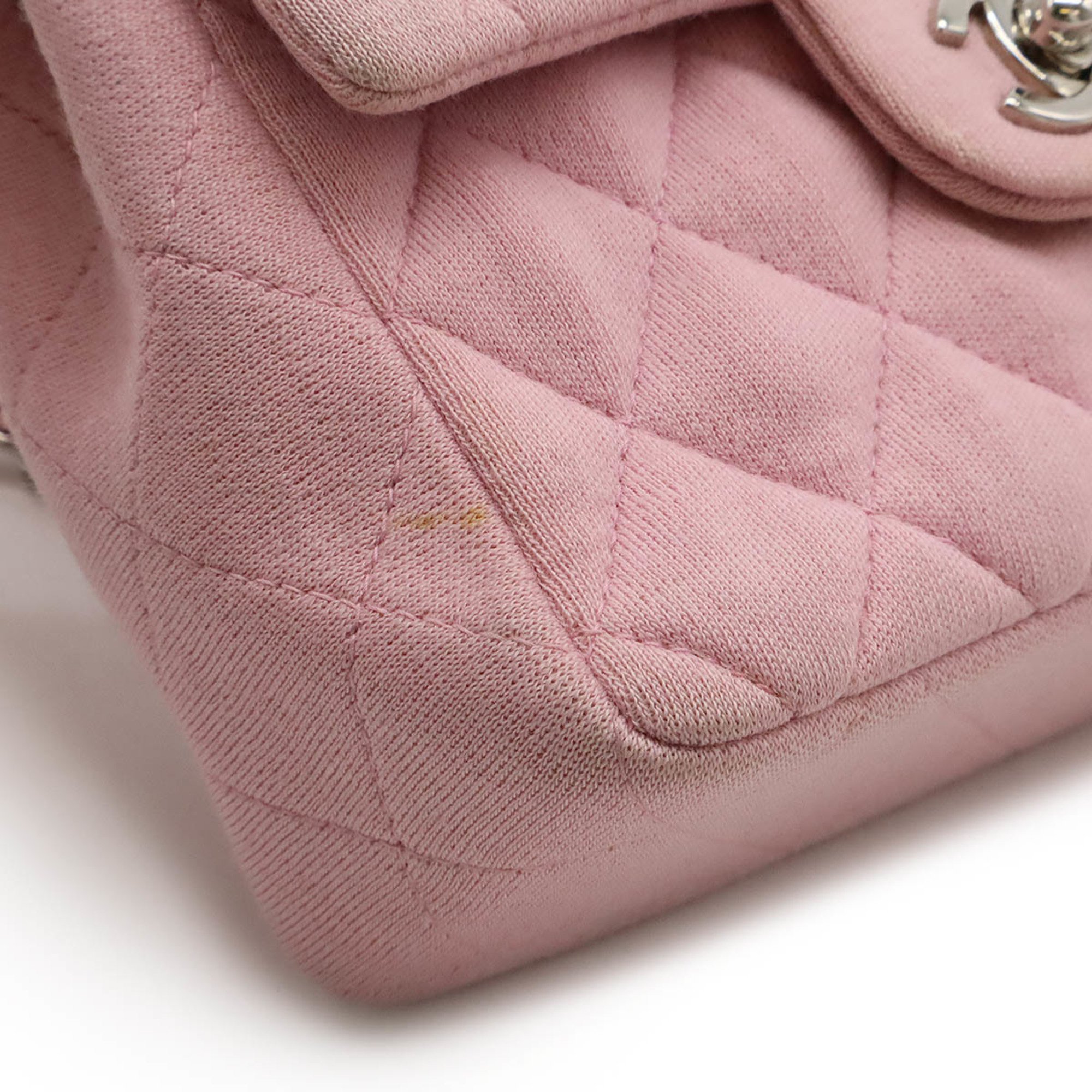 CHANEL Chanel Matelasse Coco Mark Chain Shoulder Bag Cotton Jersey Pink A01115