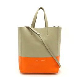 CELINE Vertical Cabas Small Tote Bag Shoulder Leather Bicolor Sand Beige Orange 176163