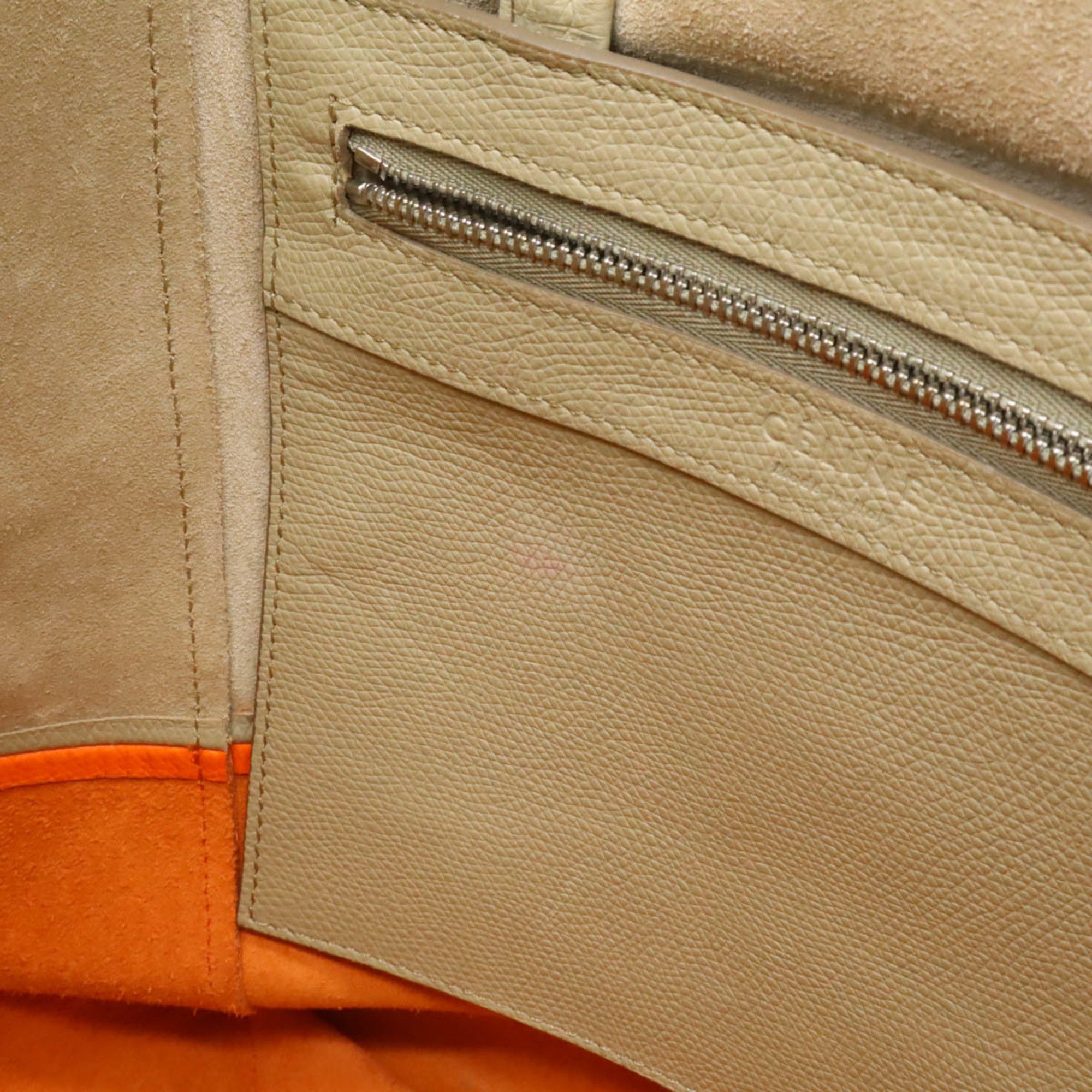 CELINE Vertical Cabas Small Tote Bag Shoulder Leather Bicolor Sand Beige Orange 176163