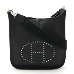 HERMES Evelyn II 2 PM Shoulder Bag, Epsom Leather, Black, K Stamp