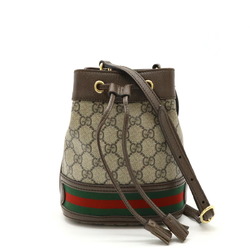 GUCCI Ophidia GG Supreme Bucket Bag Web Line Shoulder Leather Beige Mocha Brown 550620