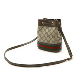 GUCCI Ophidia GG Supreme Bucket Bag Web Line Shoulder Leather Beige Mocha Brown 550620