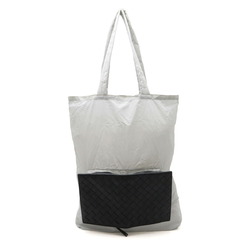 BOTTEGA VENETA Bottega Veneta Intrecciato Eco Bag Tote Foldable Leather Nylon Black Light Gray 609873