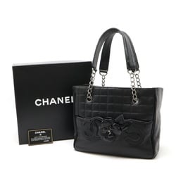 CHANEL Coco Mark Camellia No.5 Chocolate Bar Tote Bag Chain Shoulder Leather Black A31573