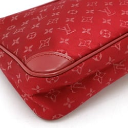 LOUIS VUITTON Louis Vuitton Monogram Satin Little Boulogne Pouch Handbag Leather Rouge Red M92351