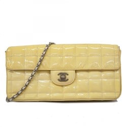 Chanel Shoulder Bag Chocolate Bar Patent Leather Yellow Women's