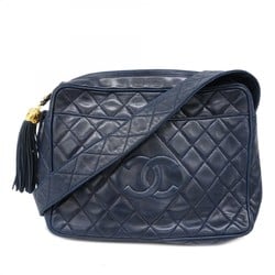 Chanel Shoulder Bag Matelasse Lambskin Navy Women's