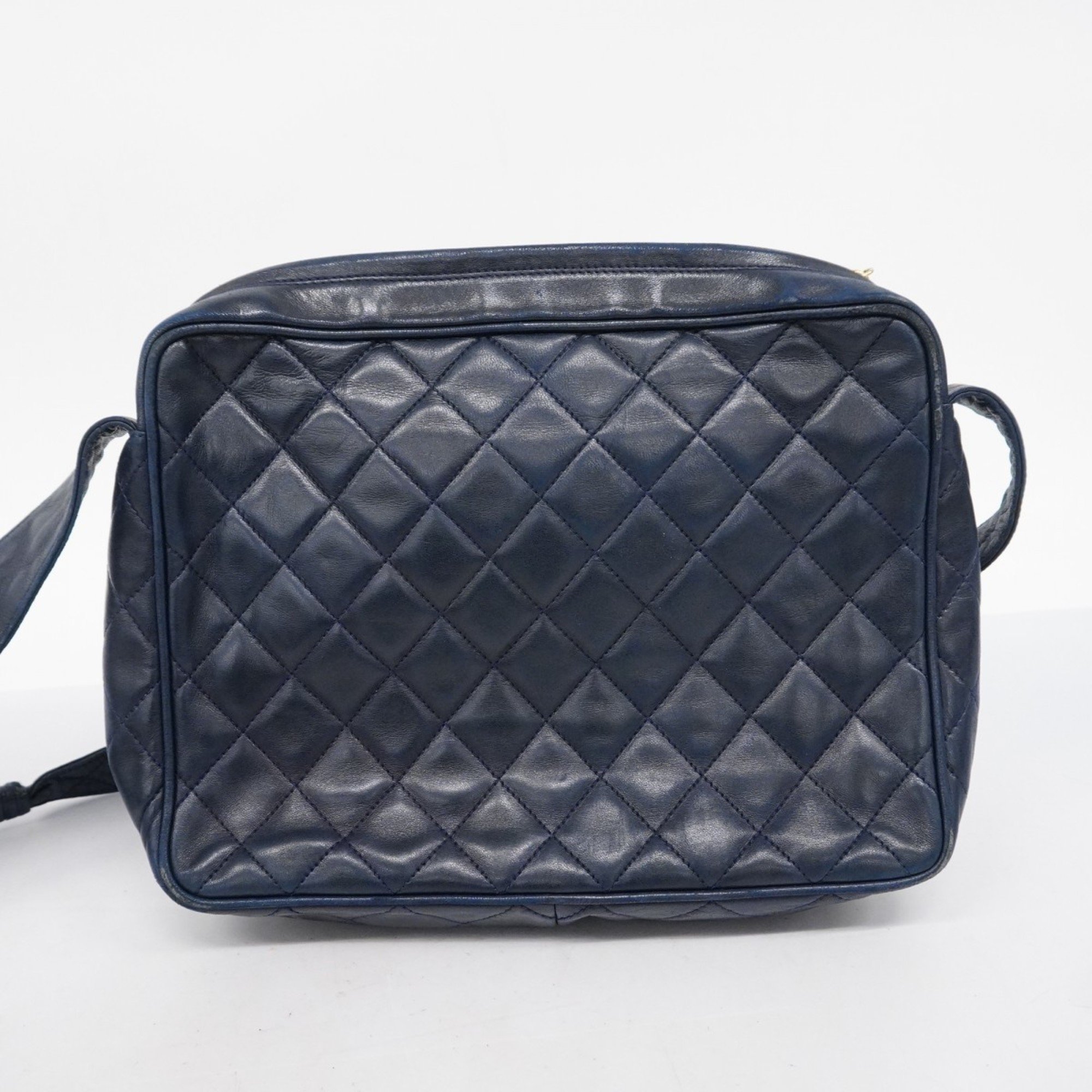 Chanel Shoulder Bag Matelasse Lambskin Navy Women's