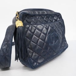 Chanel Shoulder Bag Matelasse Lambskin Navy Women's