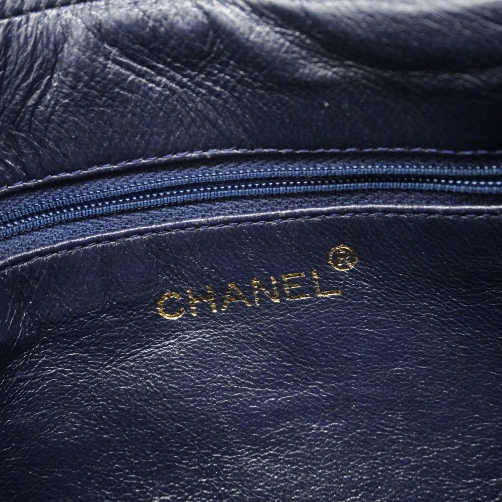 Chanel Shoulder Bag Matelasse Lambskin Navy Women's