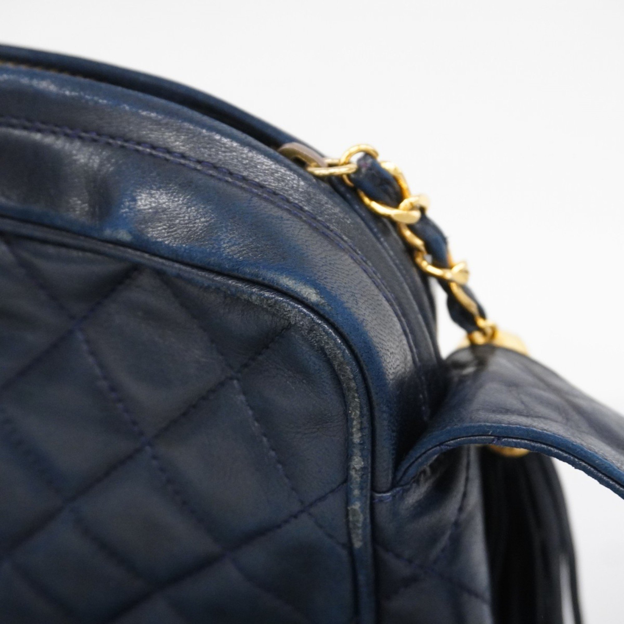 Chanel Shoulder Bag Matelasse Lambskin Navy Women's