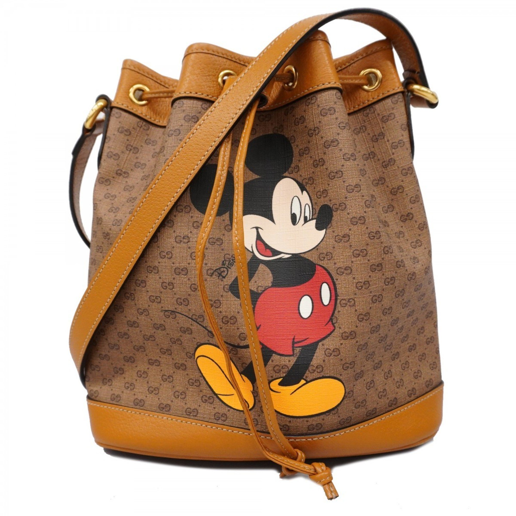 Gucci shoulder bag Micro GG Mickey Mouse 602691 brown women's