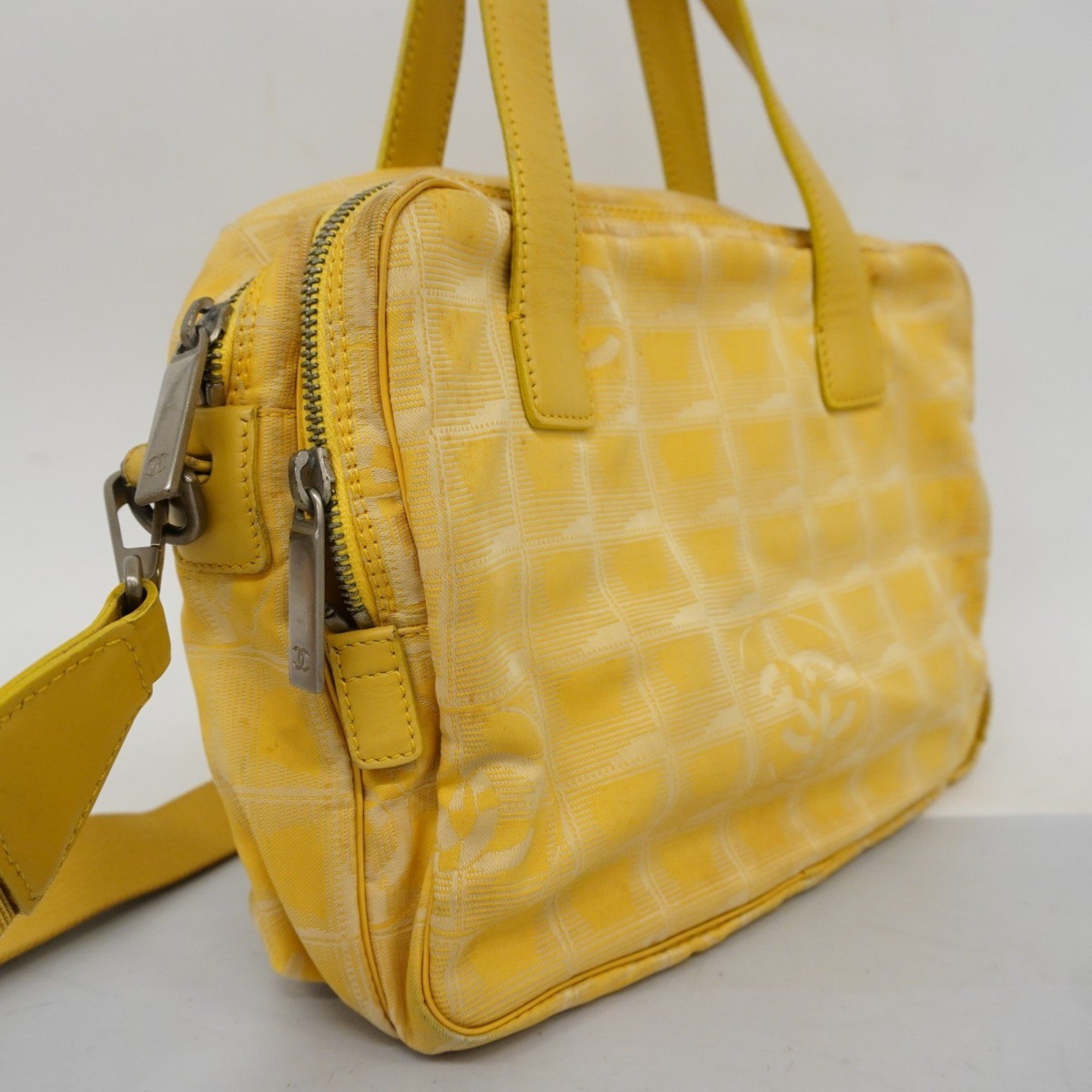 Chanel handbag New Travel Nylon Yellow Ladies