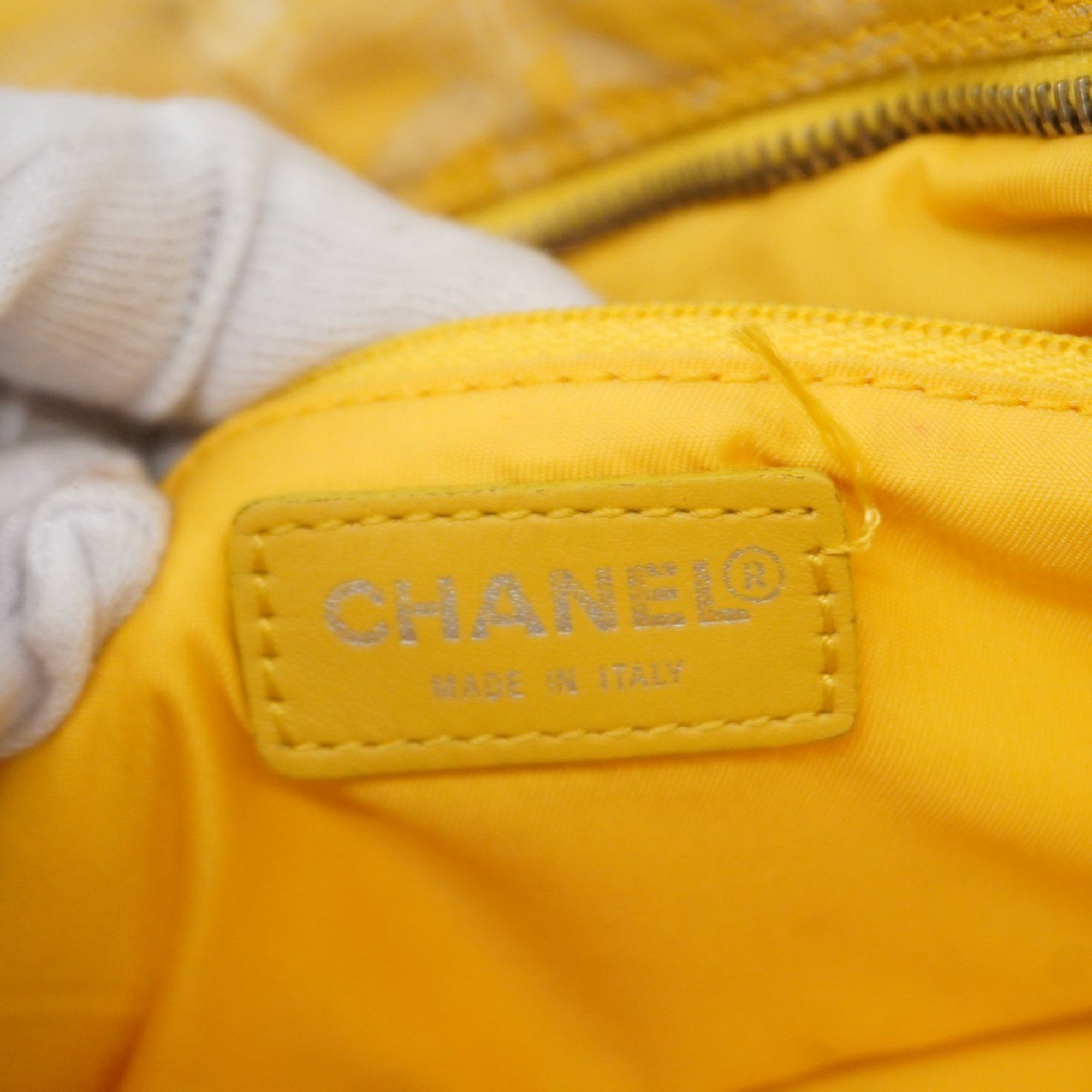 Chanel handbag New Travel Nylon Yellow Ladies