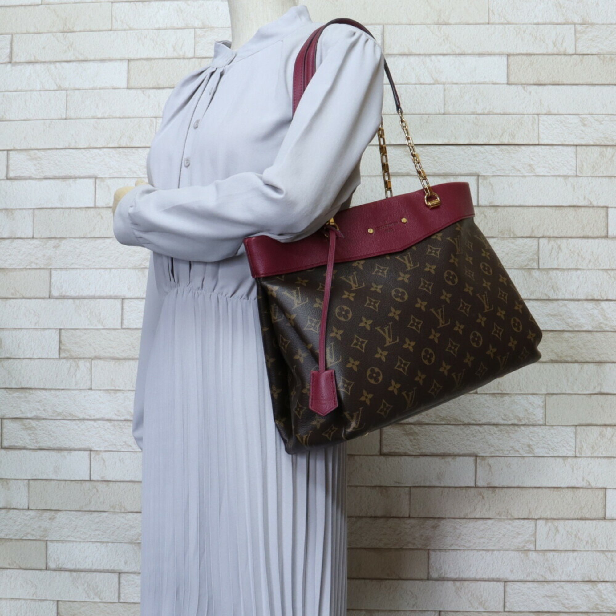 Louis Vuitton Pallas Shopper Monogram Shoulder Bag Canvas M51196 Brown Women's LOUIS VUITTON