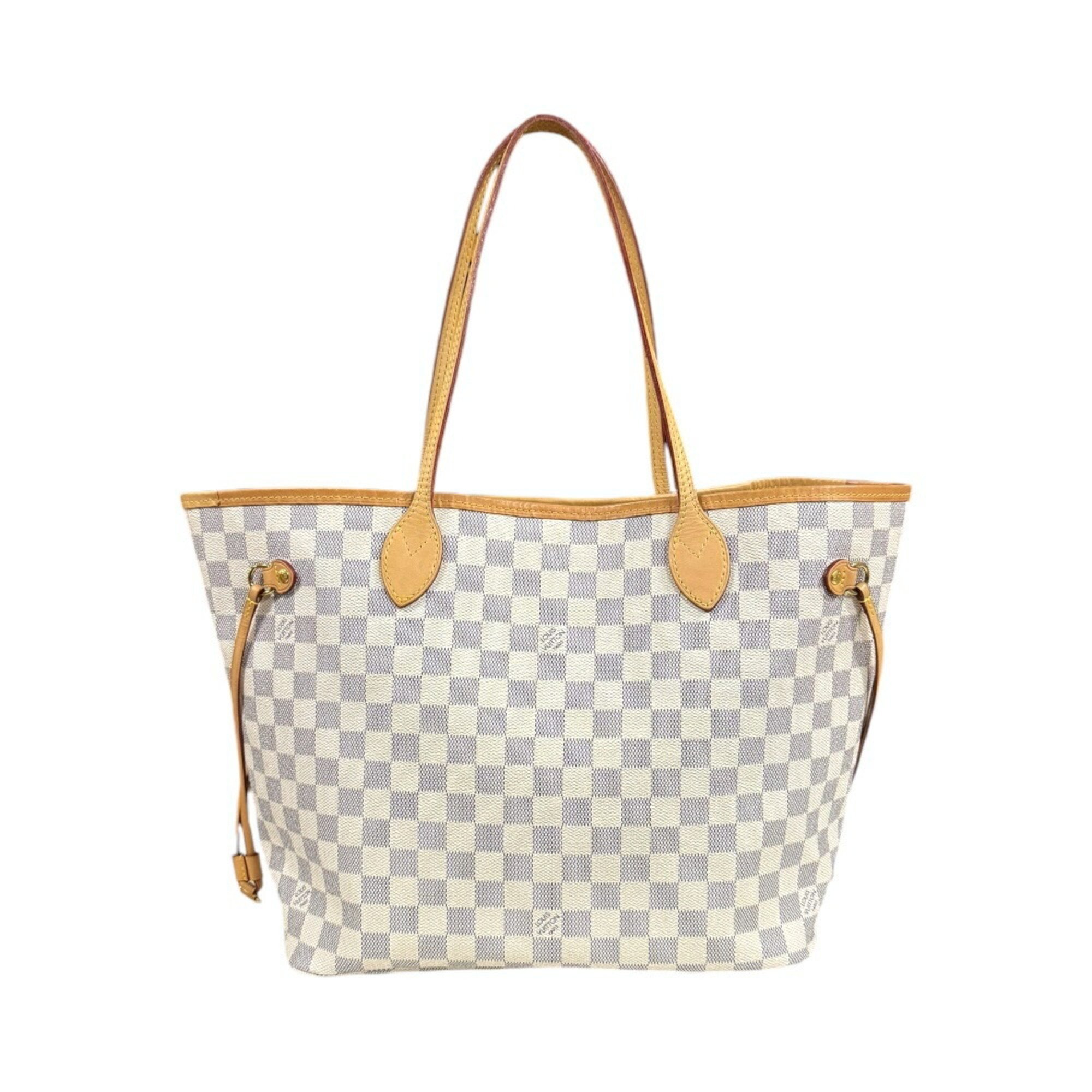 Louis Vuitton Neverfull MM Damier Azur Tote Bag Canvas N41361 White Women's LOUIS VUITTON