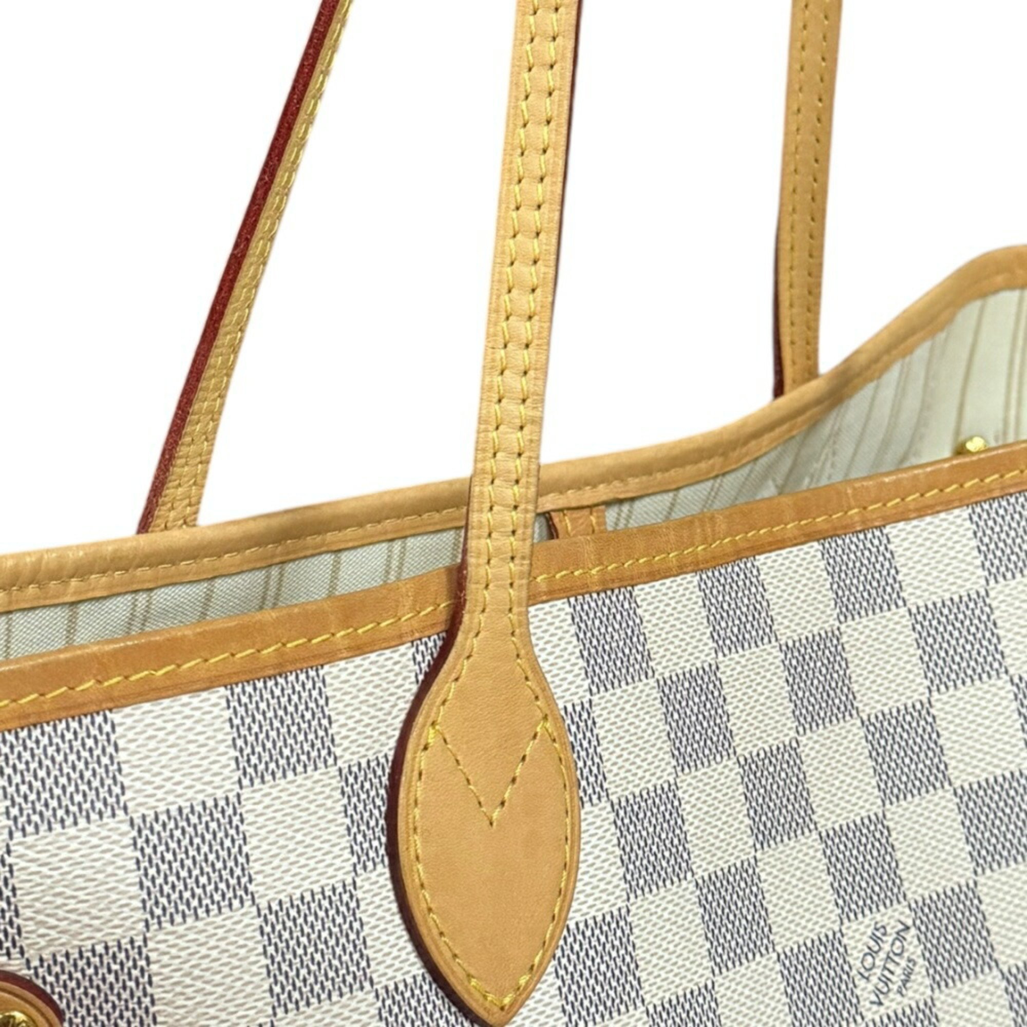 Louis Vuitton Neverfull MM Damier Azur Tote Bag Canvas N41361 White Women's LOUIS VUITTON