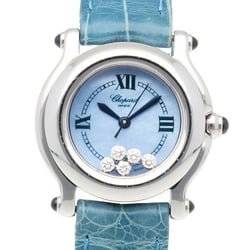 Chopard Happy Sport Watch Stainless Steel 27/8245-23 Quartz Ladies Moving Diamond Blue Shell