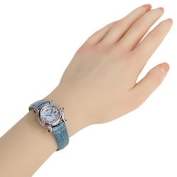 Chopard Happy Sport Watch Stainless Steel 27/8245-23 Quartz Ladies Moving Diamond Blue Shell