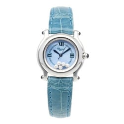 Chopard Happy Sport Watch Stainless Steel 27/8245-23 Quartz Ladies Moving Diamond Blue Shell