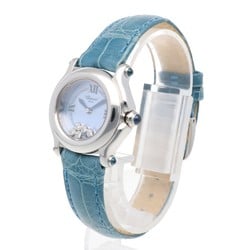 Chopard Happy Sport Watch Stainless Steel 27/8245-23 Quartz Ladies Moving Diamond Blue Shell