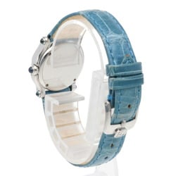 Chopard Happy Sport Watch Stainless Steel 27/8245-23 Quartz Ladies Moving Diamond Blue Shell