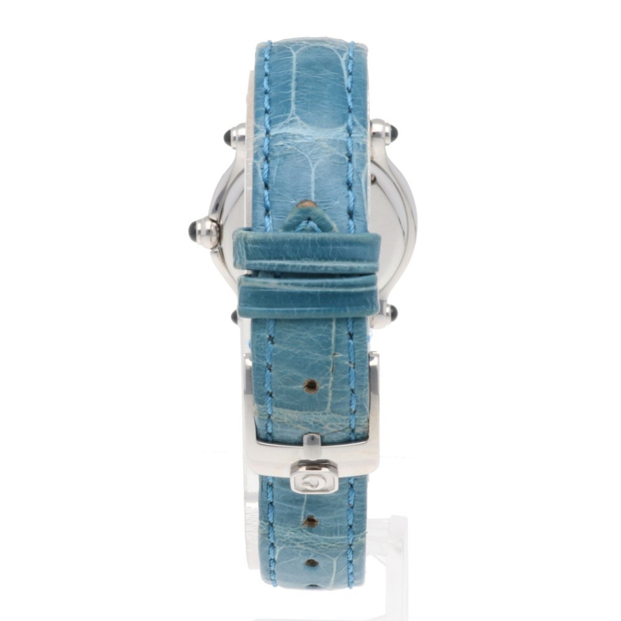 Chopard Happy Sport Watch Stainless Steel 27/8245-23 Quartz Ladies Moving Diamond Blue Shell