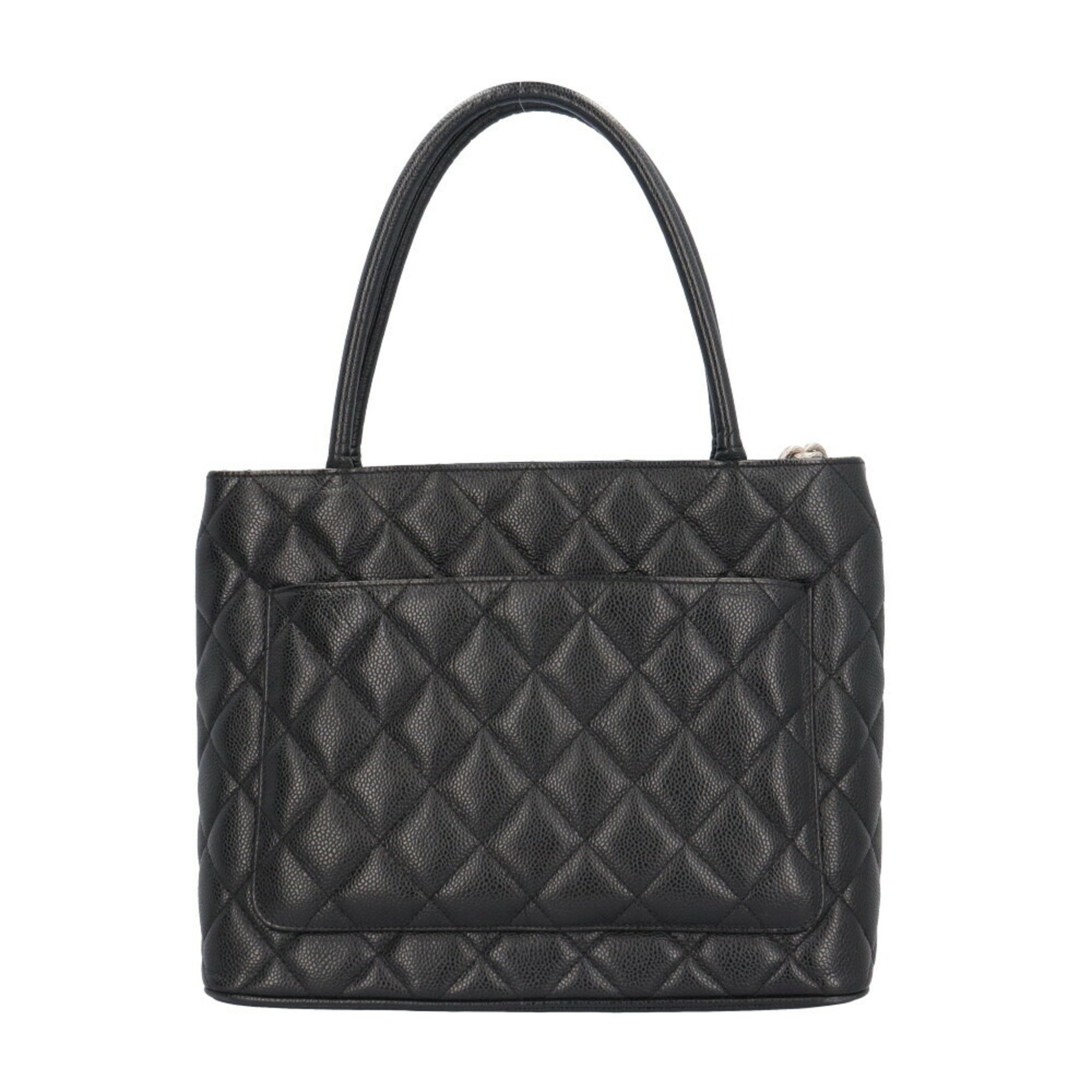 CHANEL Reproduction Tote Bag Caviar Skin A01804 Black Women's