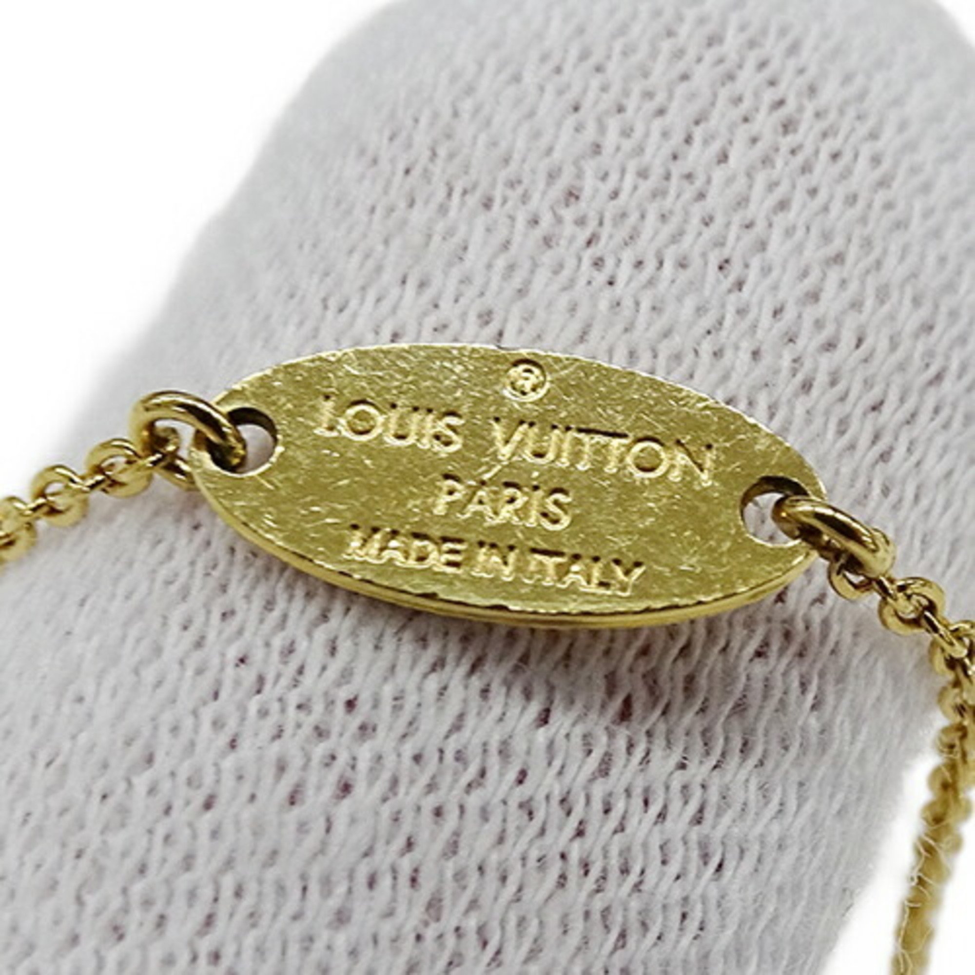 Louis Vuitton LOUIS VUITTON Necklace for Women Metal Nanogram Gold Silver M63141 LE0281 Chua Name Tag