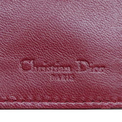 Christian Dior Dior Card Case for Women and Men, Cannage Leather, Wine Red, Compact