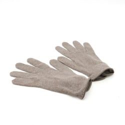 HERMES Gloves, Serie Button, 100% Cashmere, Lambskin, Leather, Greige #L