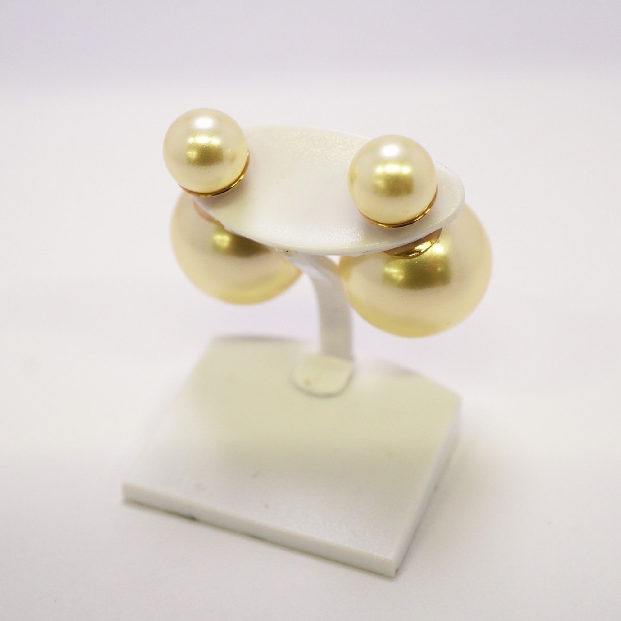 Christian Dior Earrings, Fake Pearl, GP Plated, Gold, Women's