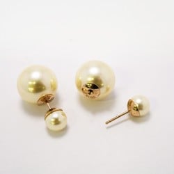 Christian Dior Earrings, Fake Pearl, GP Plated, Gold, Women's