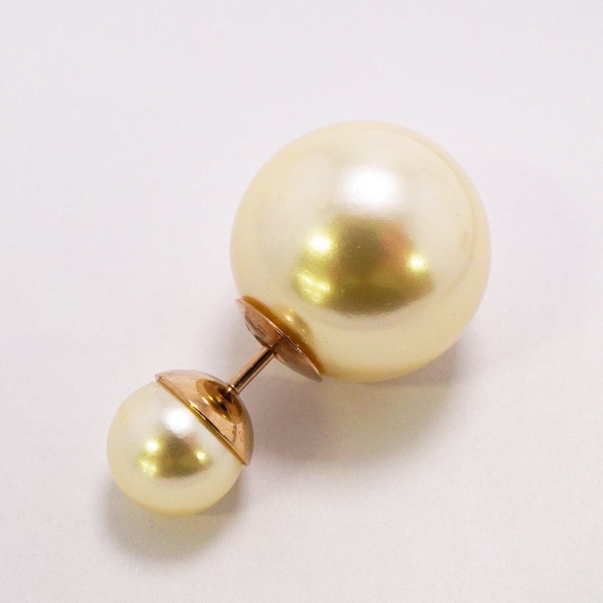 Christian Dior Earrings, Fake Pearl, GP Plated, Gold, Women's