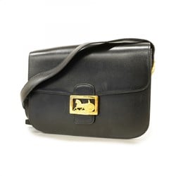 Celine Shoulder Bag, Carriage Hardware, Leather, Black, Women's