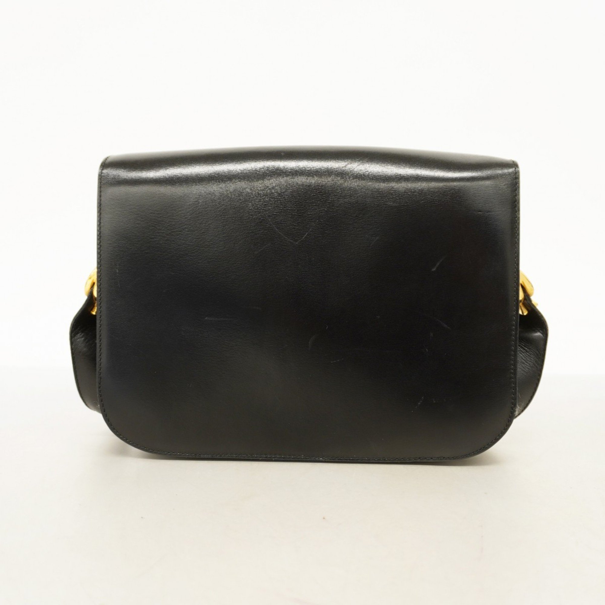 Celine Shoulder Bag, Carriage Hardware, Leather, Black, Women's